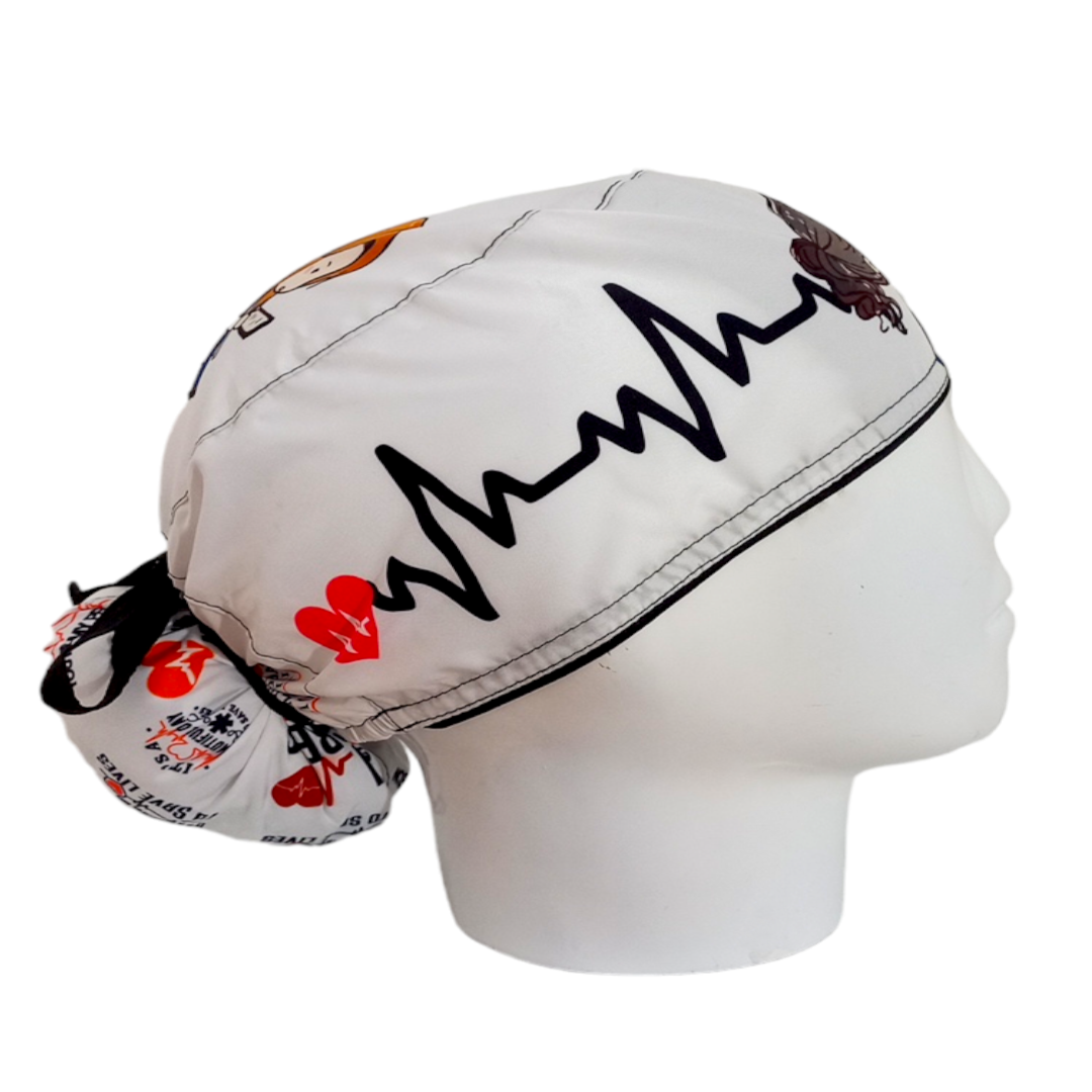Gorro Quirúrgico Mujer y Portacarnet Grey's Anatomy Latido Blanco - gorro antifluido para mujer Doctools - foto 2