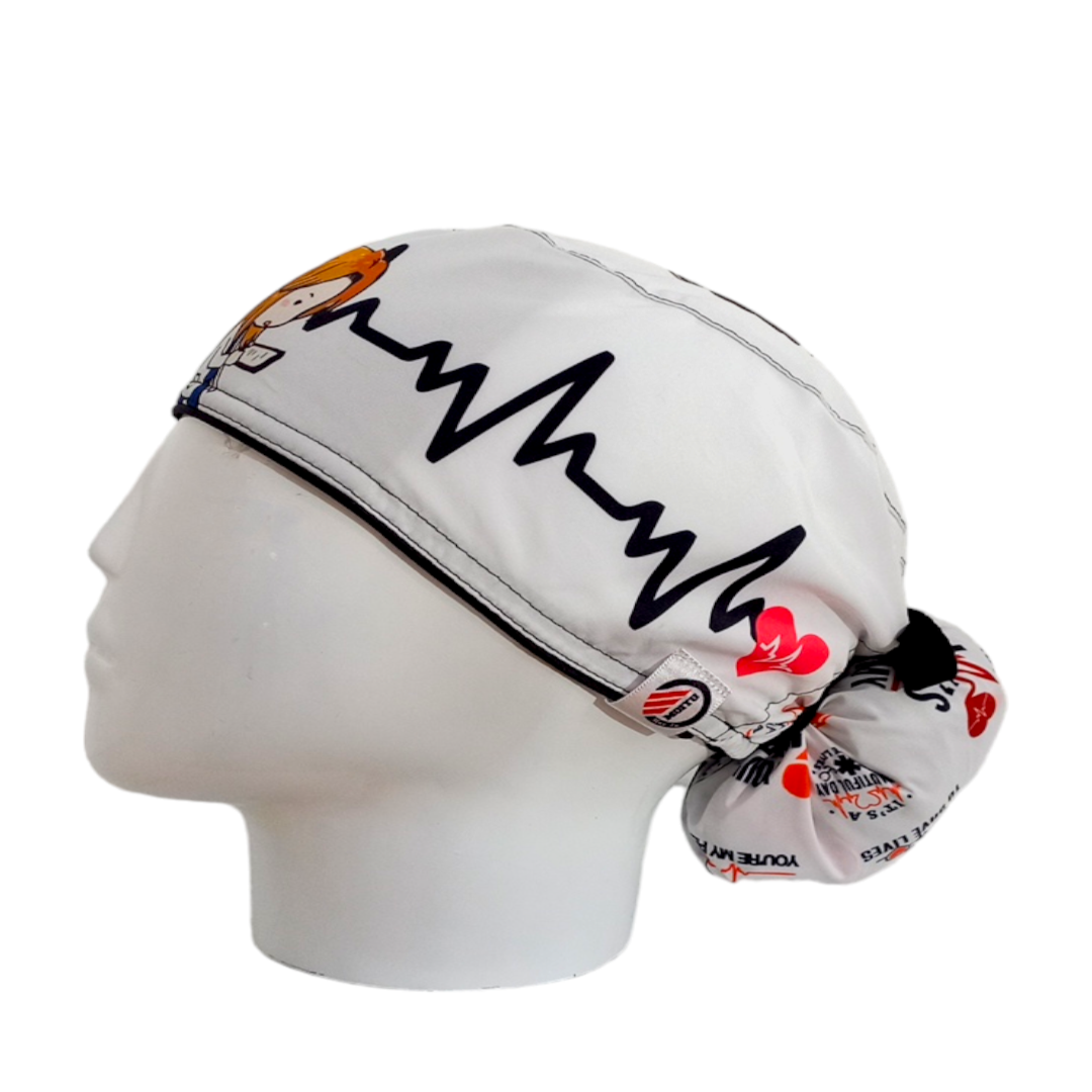Gorro Quirúrgico Mujer y Portacarnet Grey's Anatomy Latido Blanco - gorro antifluido para mujer Doctools - foto 1