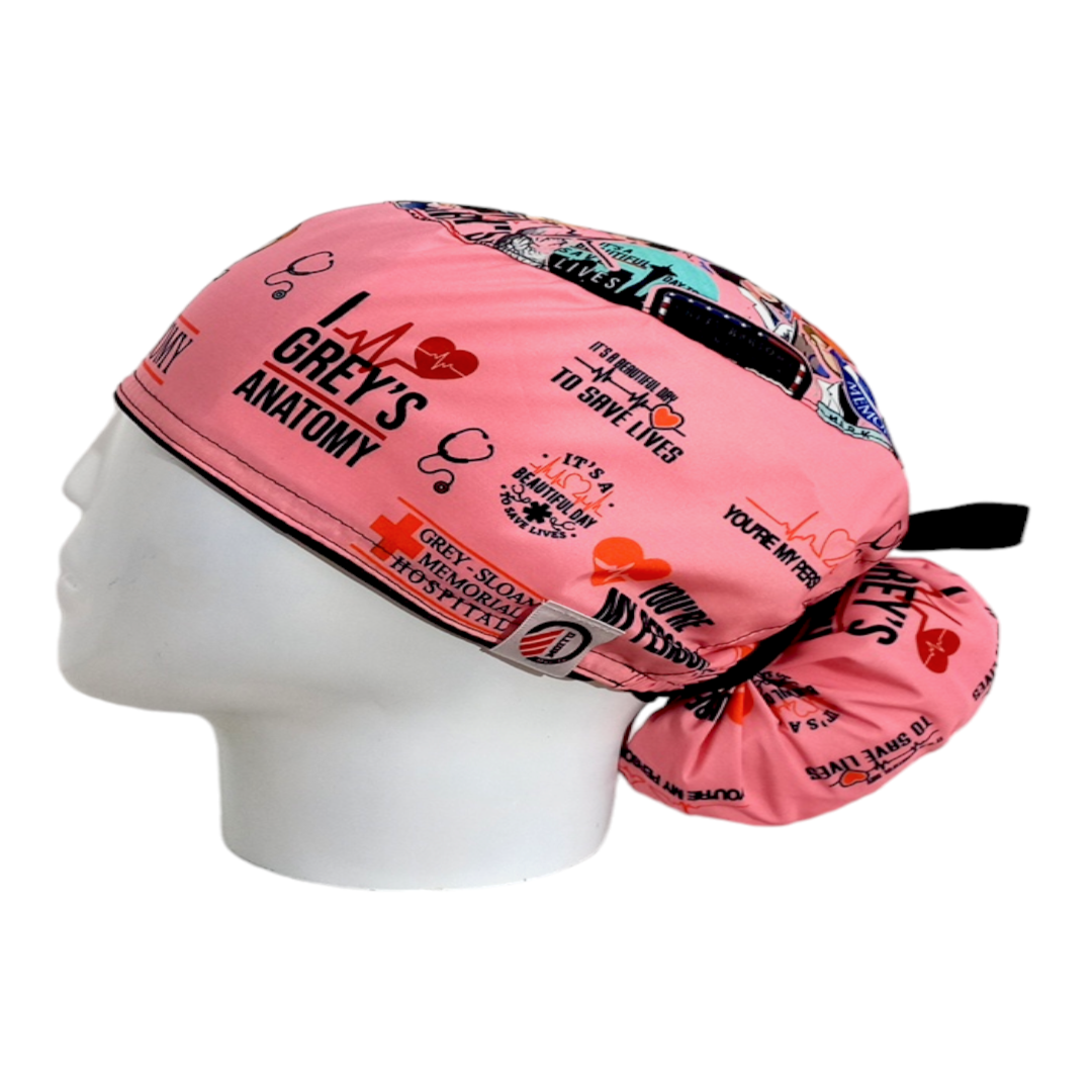 Gorro Quirúrgico Mujer y Portacarnet Grey's Anatomy Rosa - gorro antifluido para mujer Doctools - foto 1