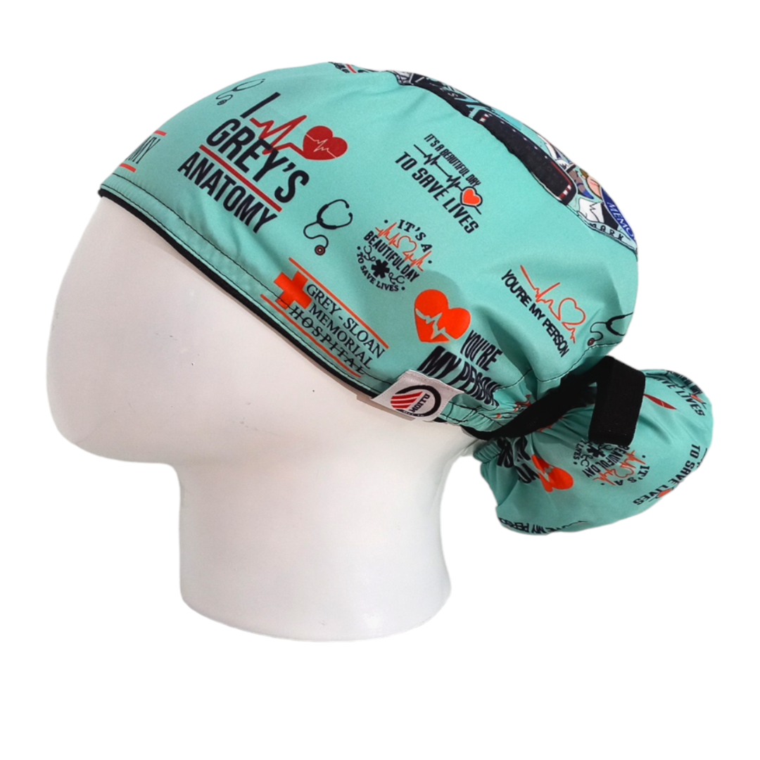 Gorro Quirúrgico Mujer y Portacarnet Grey's Anatomy Menta - gorro antifluido para mujer Doctools - foto 1