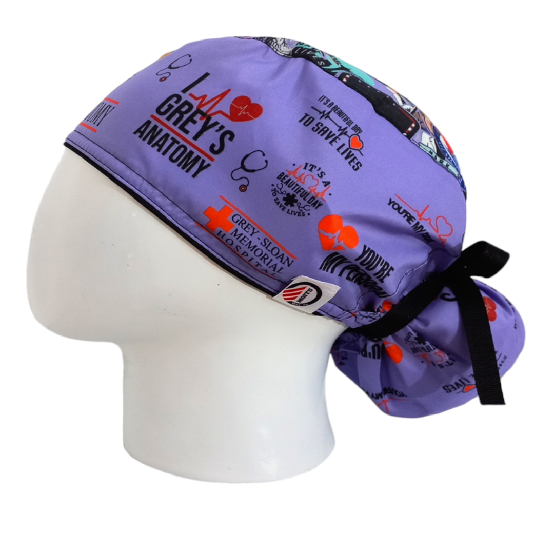Gorro Quirúrgico Mujer y Portacarnet Grey's Anatomy Lila - gorro antifluido para mujer Doctools - foto 1