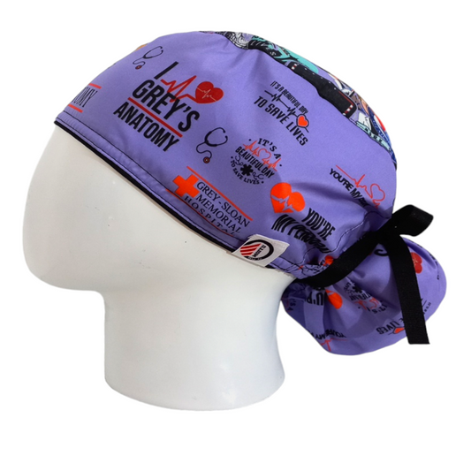 Gorro Quirúrgico Mujer y Portacarnet Grey's Anatomy Lila - gorro antifluido para mujer Doctools - foto 1