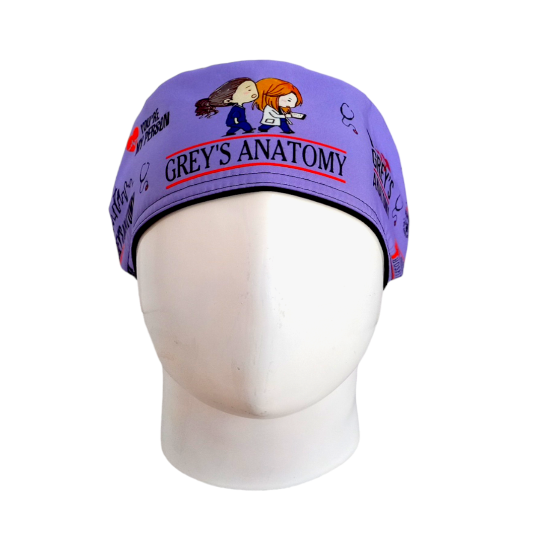 Gorro Quirúrgico Mujer y Portacarnet Grey's Anatomy Lila - gorro antifluido para mujer Doctools - foto 3