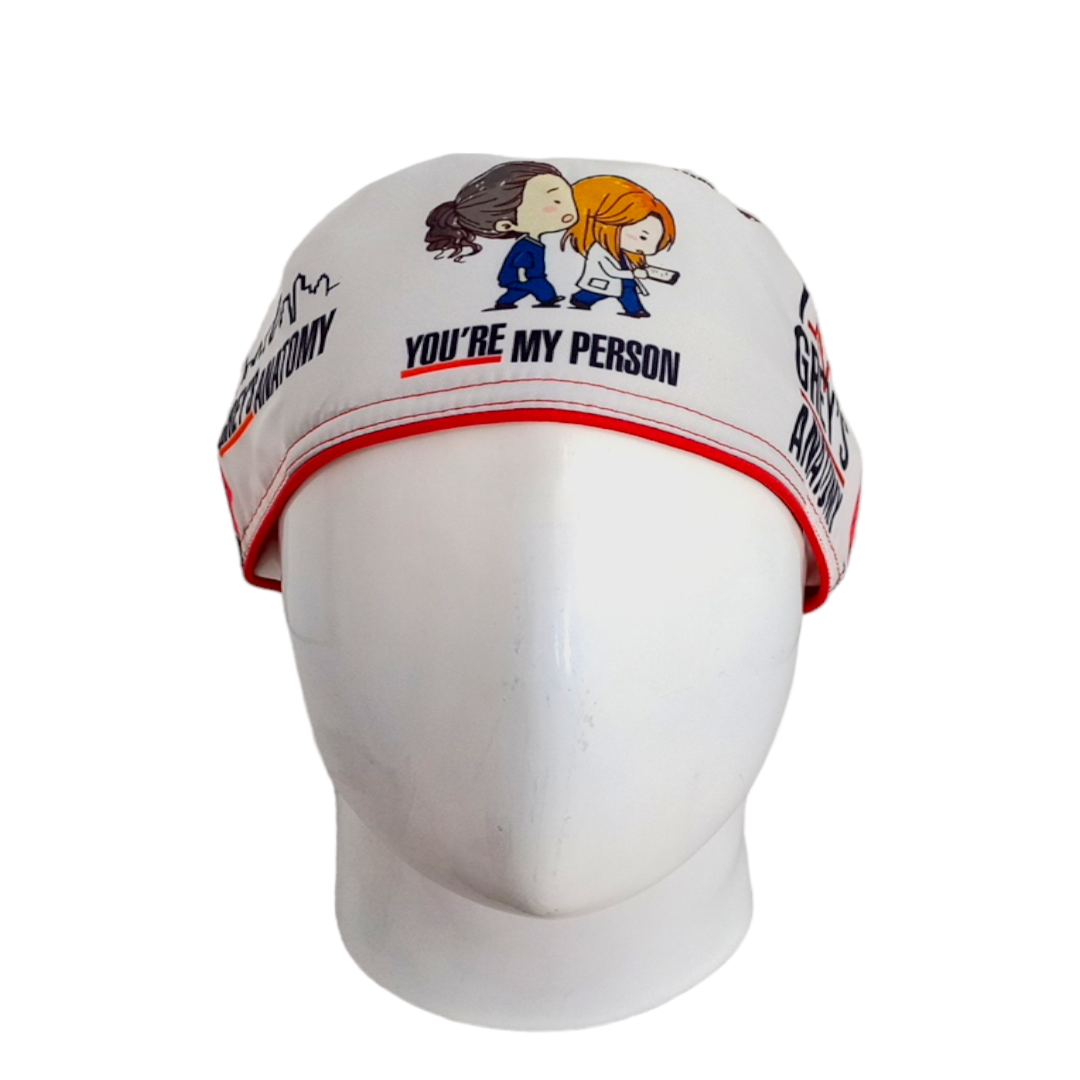 Gorro Quirúrgico Mujer y Portacarnet Grey's Anatomy Borde Rojo - gorro antifluido para mujer Doctools - foto 3