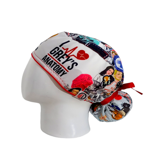 Gorro Quirúrgico Mujer y Portacarnet Grey's Anatomy Borde Rojo - gorro antifluido para mujer Doctools - foto 1