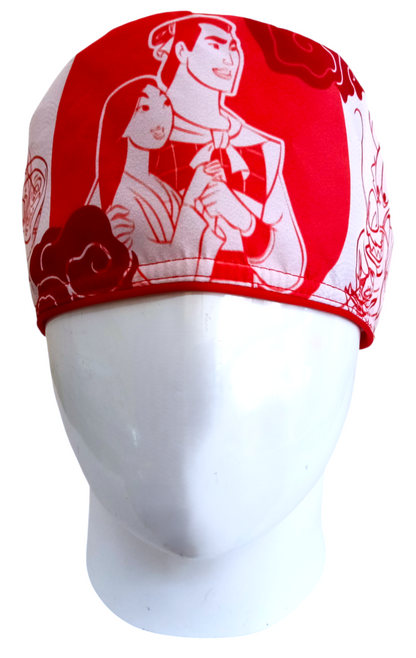 Gorro Quirúrgico Mujer y Portacarnet Mulán Rojo Clásico - gorro antifluido para mujer Doctools - foto 3
