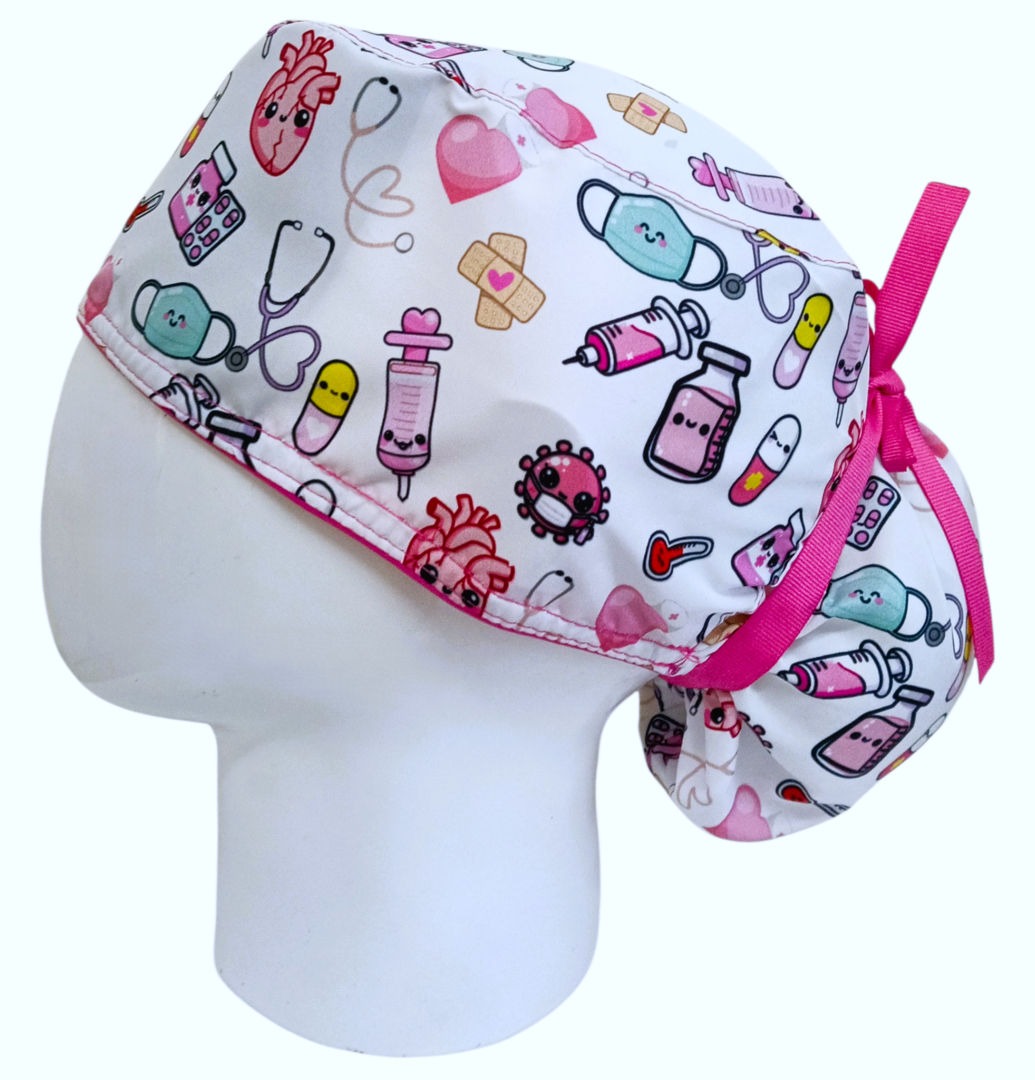 Gorro Quirúrgico Mujer y Portacarnet Salud Pink Cute - gorro antifluido para mujer Doctools - foto 1