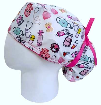 Gorro Quirúrgico Mujer y Portacarnet Salud Pink Cute - gorro antifluido para mujer Doctools - foto 1
