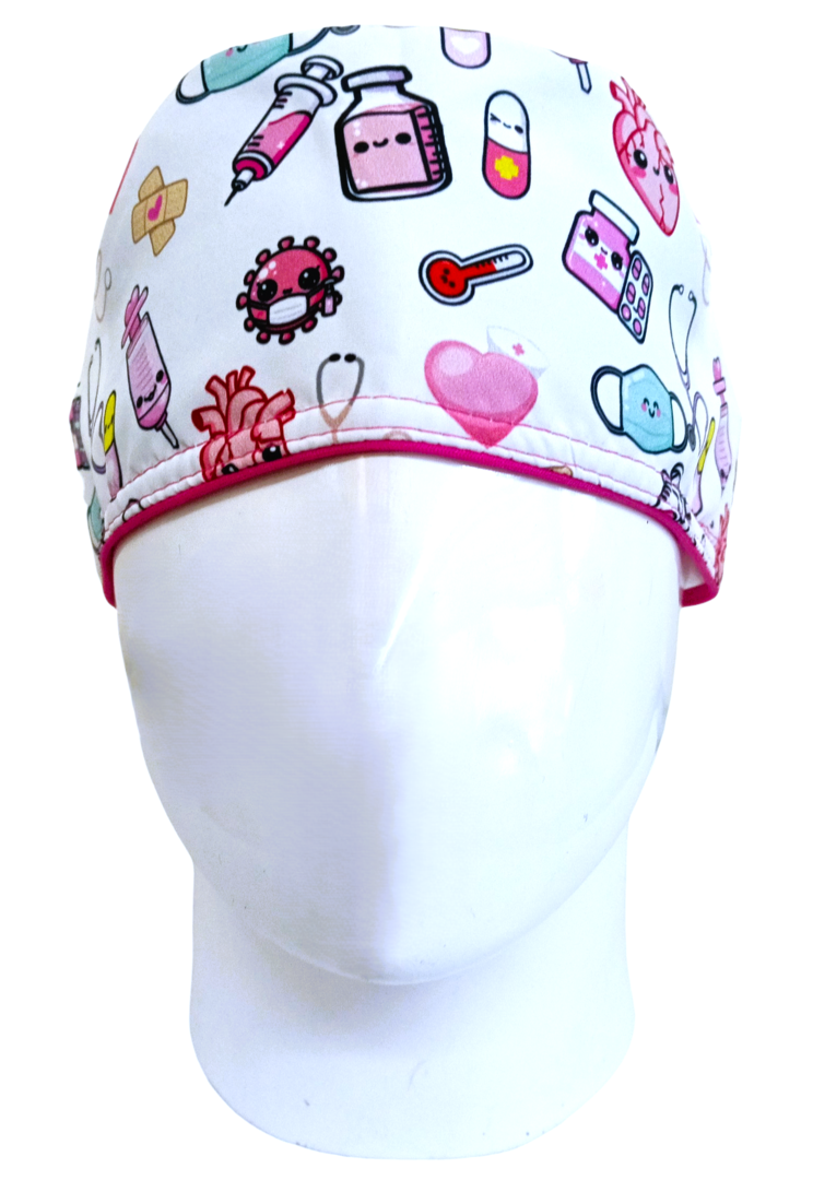 Gorro Quirúrgico Mujer y Portacarnet Salud Pink Cute - gorro antifluido para mujer Doctools - foto 3
