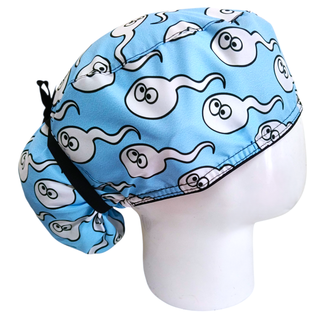 Gorro Quirúrgico Mujer y Portacarnet Espermatozoides Azul - gorro antifluido para mujer Doctools - foto 2