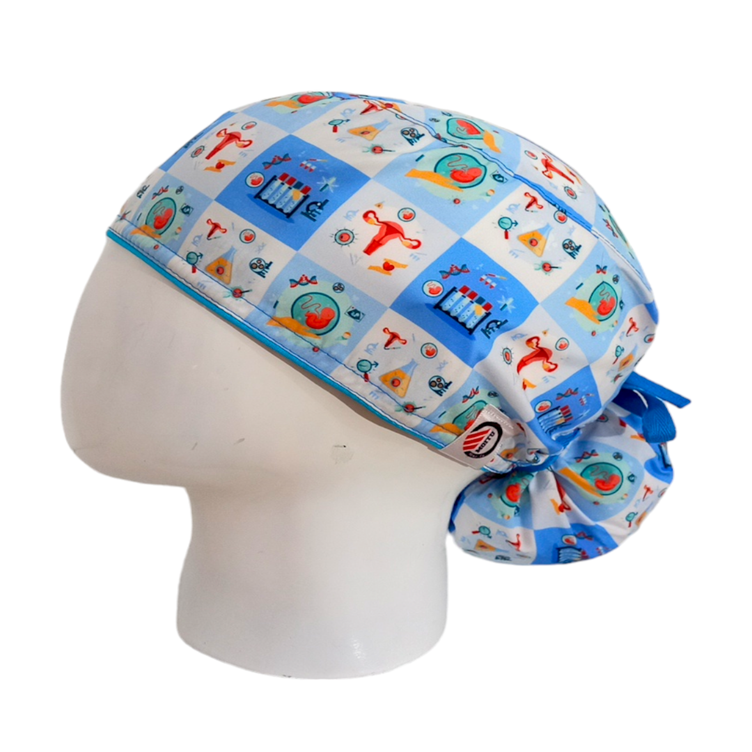 Gorro Quirúrgico Mujer y Portacarnet Ginecología Azul Claro - gorro antifluido para mujer Doctools - foto 1