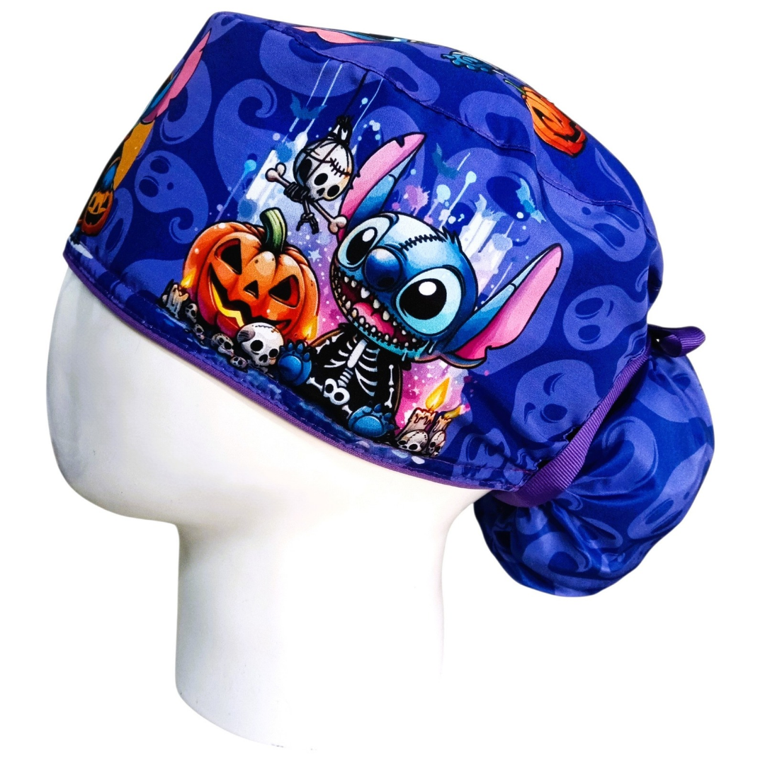 Gorro Quirúrgico Mujer y Portacarnet Stitch Azul Halloween - gorro antifluido para mujer Doctools - foto 1
