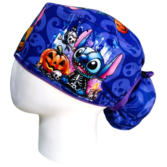 Gorro Quirúrgico Mujer y Portacarnet Stitch Azul Halloween - gorro antifluido para mujer Doctools - foto 1