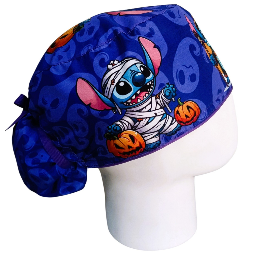 Gorro Quirúrgico Mujer y Portacarnet Stitch Azul Halloween - gorro antifluido para mujer Doctools - foto 2