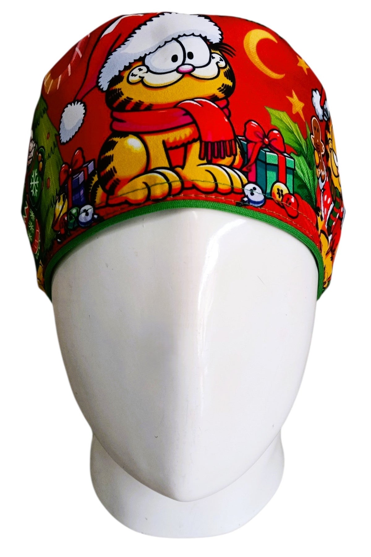 Gorro Quirúrgico Mujer y Portacarnet Garfield Navidad Rojo - gorro antifluido para mujer Doctools - foto 3