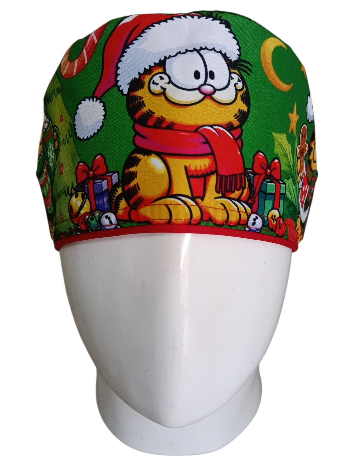 Gorro Quirúrgico Mujer y Portacarnet Garfield Navidad Verde - gorro antifluido para mujer Doctools - foto 3