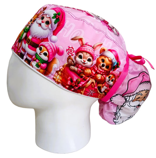 Gorro Quirúrgico Mujer y Portacarnet Navidad Rosa - gorro antifluido para mujer Doctools - foto 1