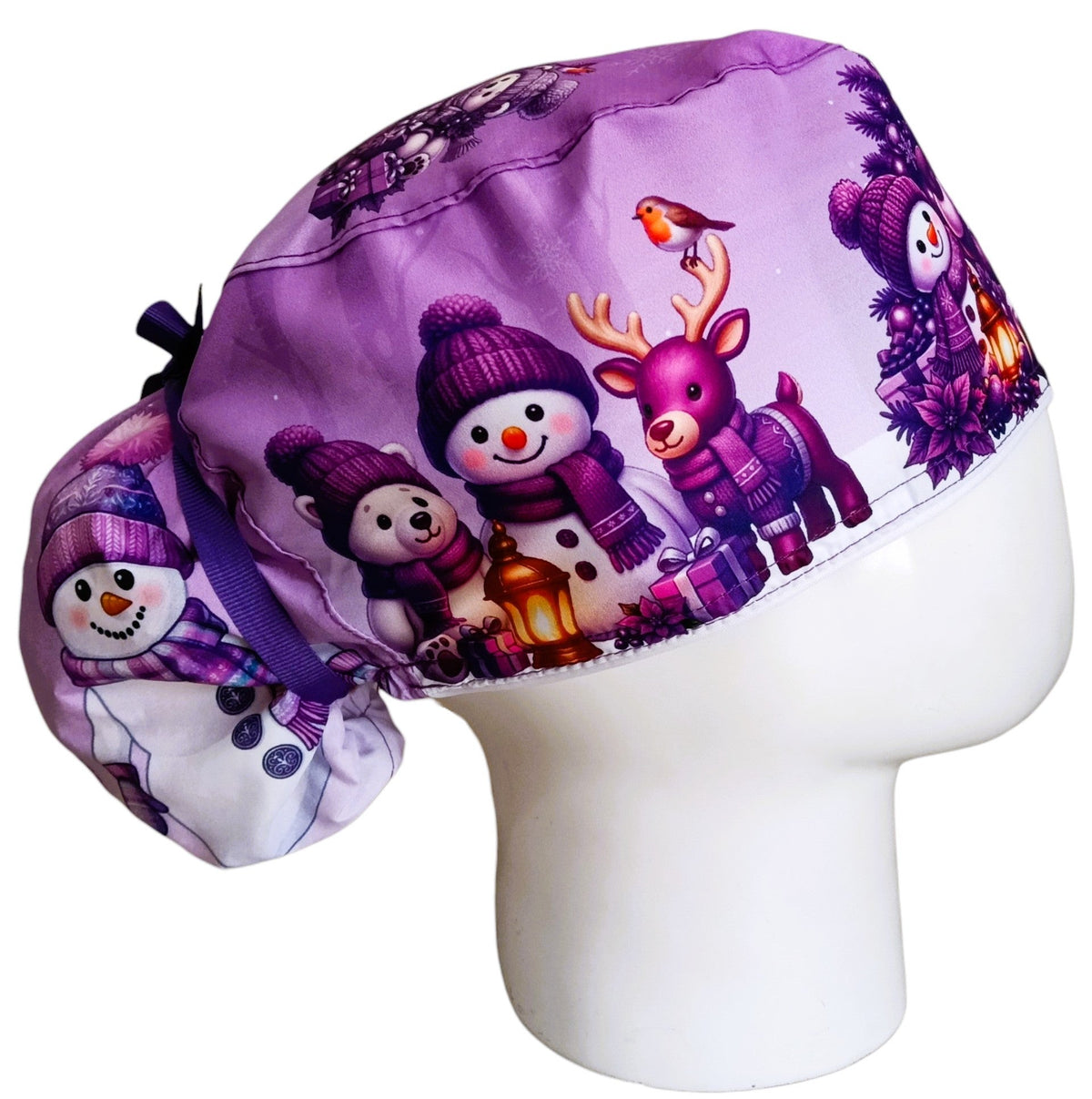 Gorro Quirúrgico Mujer y Portacarnet Navidad Morado - gorro antifluido para mujer Doctools - foto 2