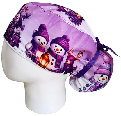 Gorro Quirúrgico Mujer y Portacarnet Navidad Morado - gorro antifluido para mujer Doctools - foto 1