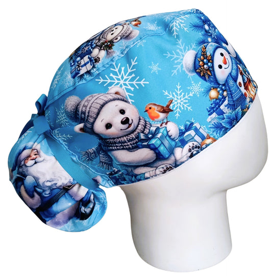 Gorro Quirúrgico Mujer y Portacarnet Navidad Azul - gorro antifluido para mujer Doctools - foto 2