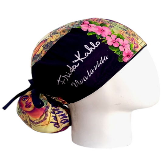 Gorro Quirúrgico Mujer y Portacarnet Frida Letras Blancas - gorro antifluido para mujer Doctools - foto 2