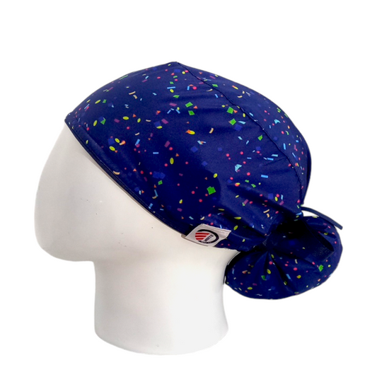 Gorro Quirúrgico Mujer y Portacarnet Textura Colores Azul - gorro antifluido para mujer Doctools - foto 1