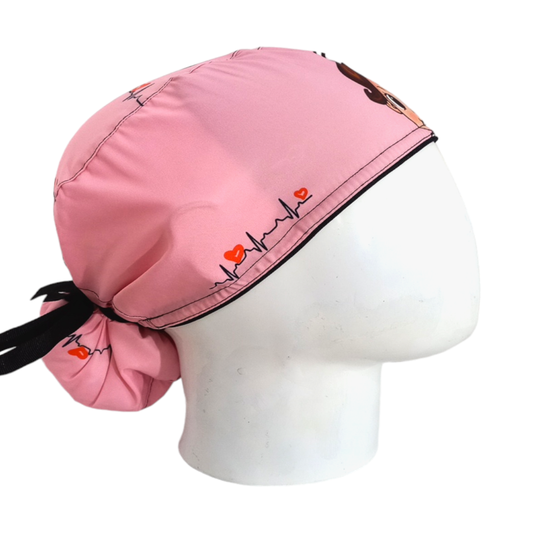 Gorro Quirúrgico Mujer y Portacarnet Enfermera Rosa - gorro antifluido para mujer Doctools - foto 2