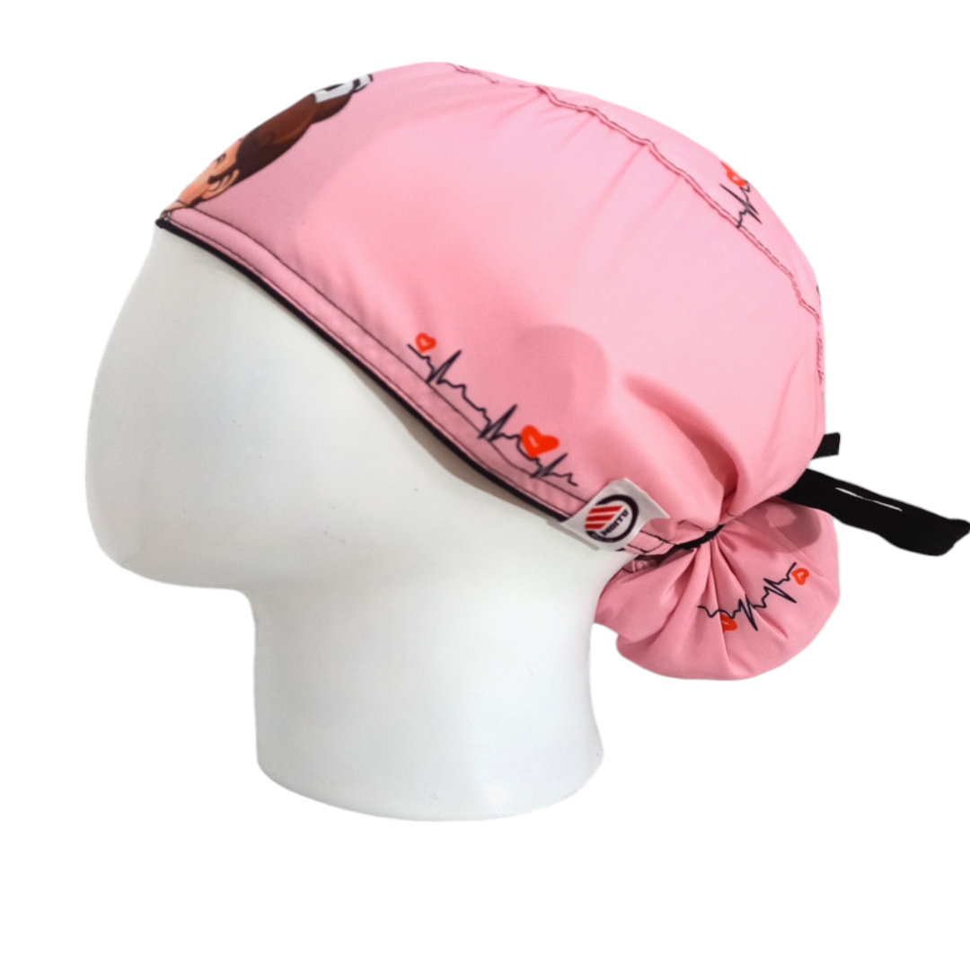 Gorro Quirúrgico Mujer y Portacarnet Enfermera Rosa - gorro antifluido para mujer Doctools - foto 1