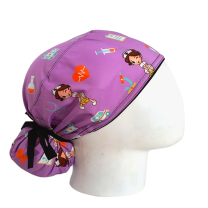 Gorro Quirúrgico Mujer y Portacarnet Enfermera Lila - gorro antifluido para mujer Doctools - foto 2
