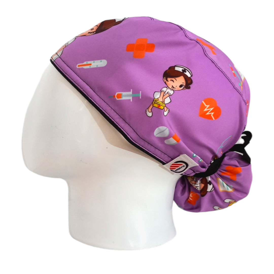 Gorro Quirúrgico Mujer y Portacarnet Enfermera Lila - gorro antifluido para mujer Doctools - foto 1
