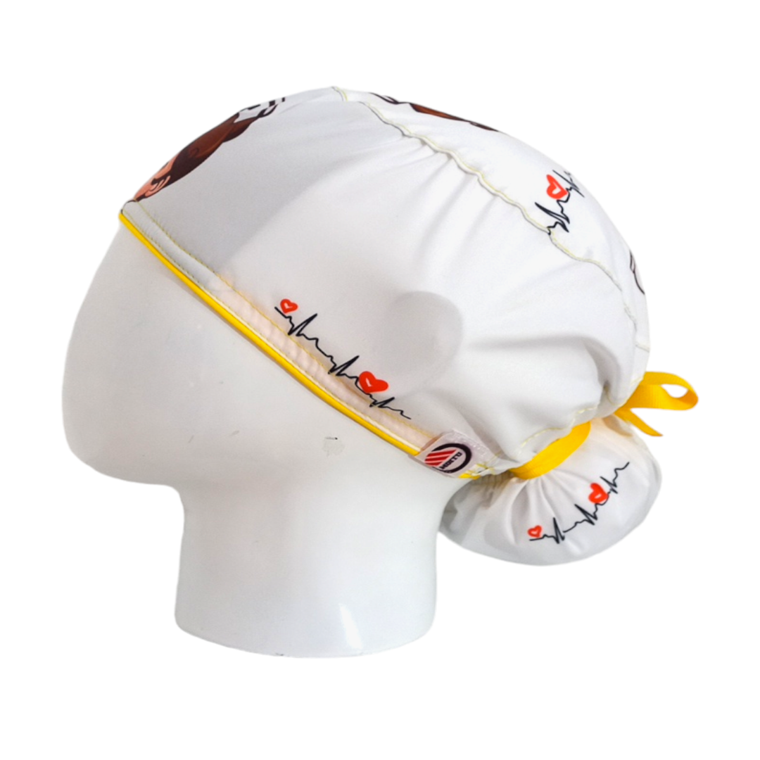 Gorro Quirúrgico Mujer y Portacarnet Enfermera Amarillo - gorro antifluido para mujer Doctools - foto 1