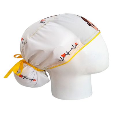 Gorro Quirúrgico Mujer y Portacarnet Enfermera Amarillo - gorro antifluido para mujer Doctools - foto 2