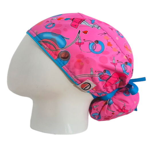 Gorro Quirúrgico Mujer y Portacarnet Dispositivos Rosa - gorro antifluido para mujer Doctools - foto 1