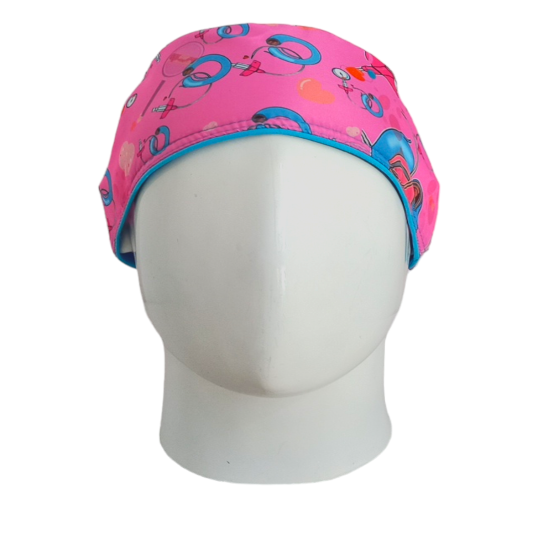 Gorro Quirúrgico Mujer y Portacarnet Dispositivos Rosa - gorro antifluido para mujer Doctools - foto 3