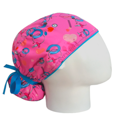 Gorro Quirúrgico Mujer y Portacarnet Dispositivos Rosa - gorro antifluido para mujer Doctools - foto 2