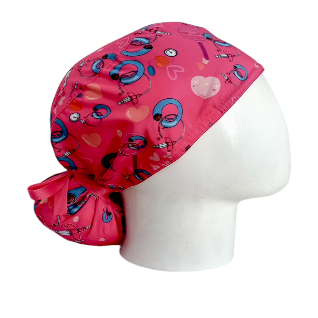 Gorro Quirúrgico Mujer y Portacarnet Dispositivos Fucsia - gorro antifluido para mujer Doctools - foto 2