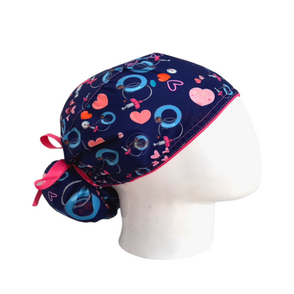 Gorro Quirúrgico Mujer y Portacarnet Dispositivos Azul Oscuro - gorro antifluido para mujer Doctools - foto 2
