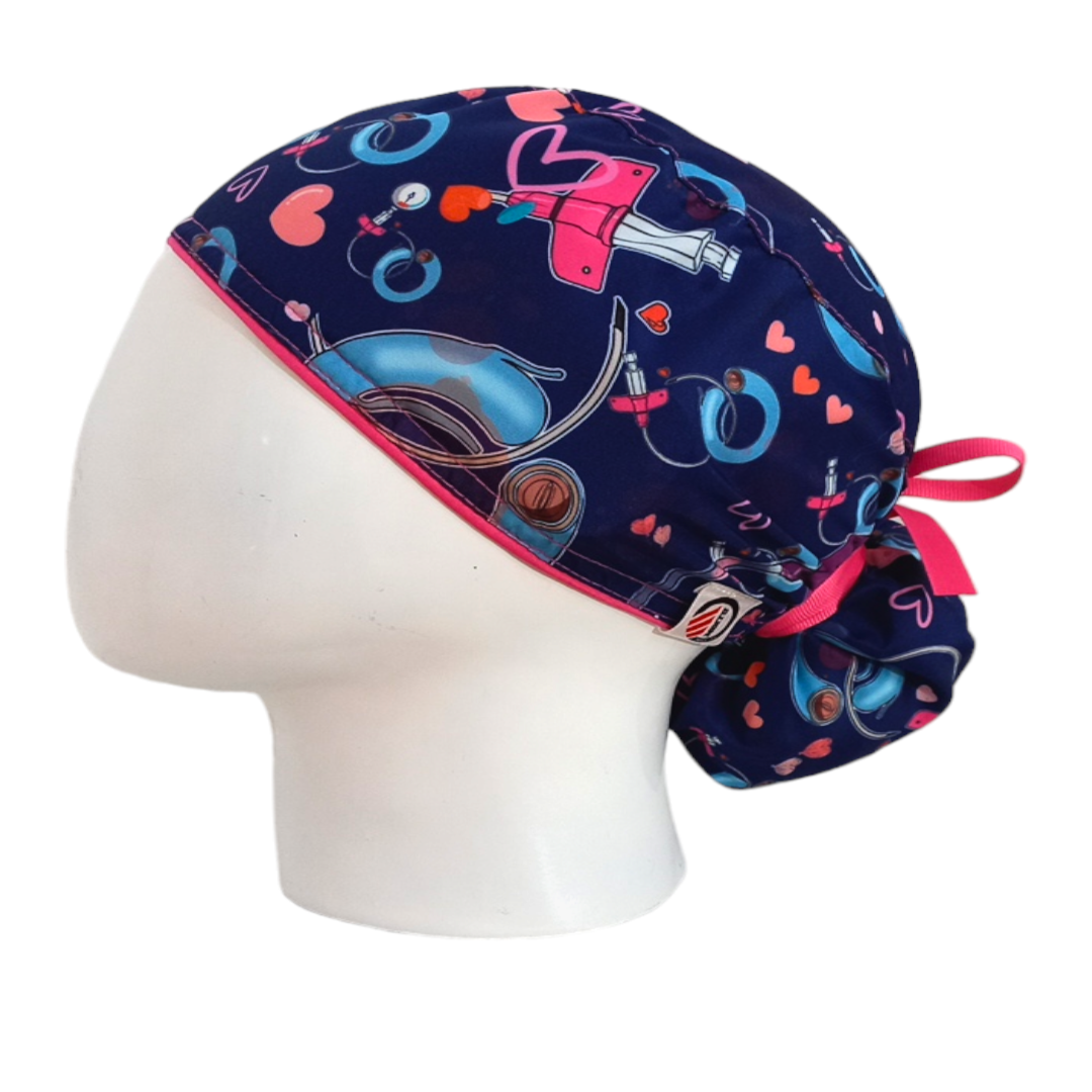 Gorro Quirúrgico Mujer y Portacarnet Dispositivos Azul Oscuro - gorro antifluido para mujer Doctools - foto 1