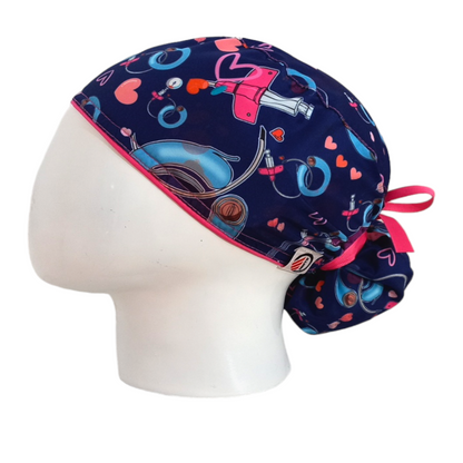 Gorro Quirúrgico Mujer y Portacarnet Dispositivos Azul Oscuro - gorro antifluido para mujer Doctools - foto 1