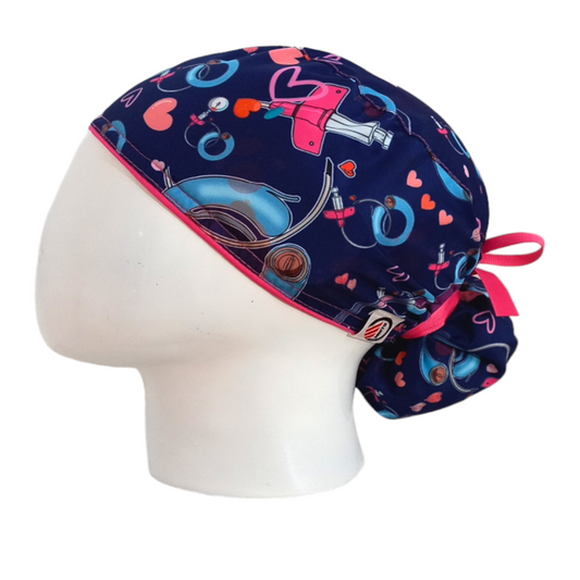 Gorro Quirúrgico Mujer y Portacarnet Dispositivos Azul Oscuro - gorro antifluido para mujer Doctools - foto 1
