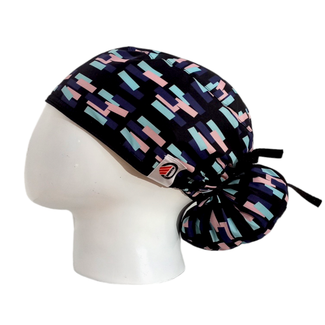 Gorro Quirúrgico Mujer y Portacarnet Cuadros Textura - gorro antifluido para mujer Doctools - foto 1