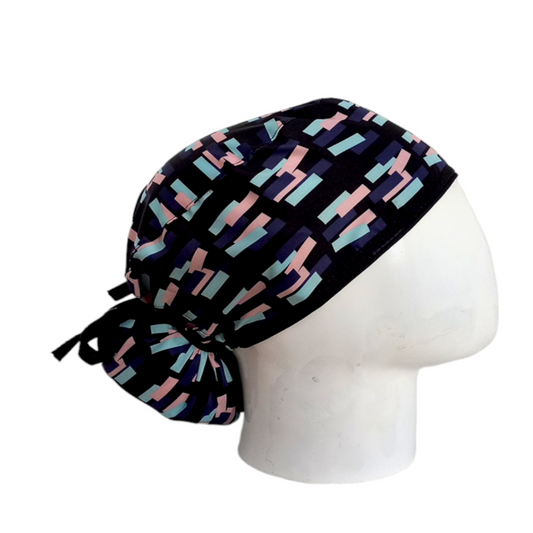Gorro Quirúrgico Mujer y Portacarnet Cuadros Textura - gorro antifluido para mujer Doctools - foto 2