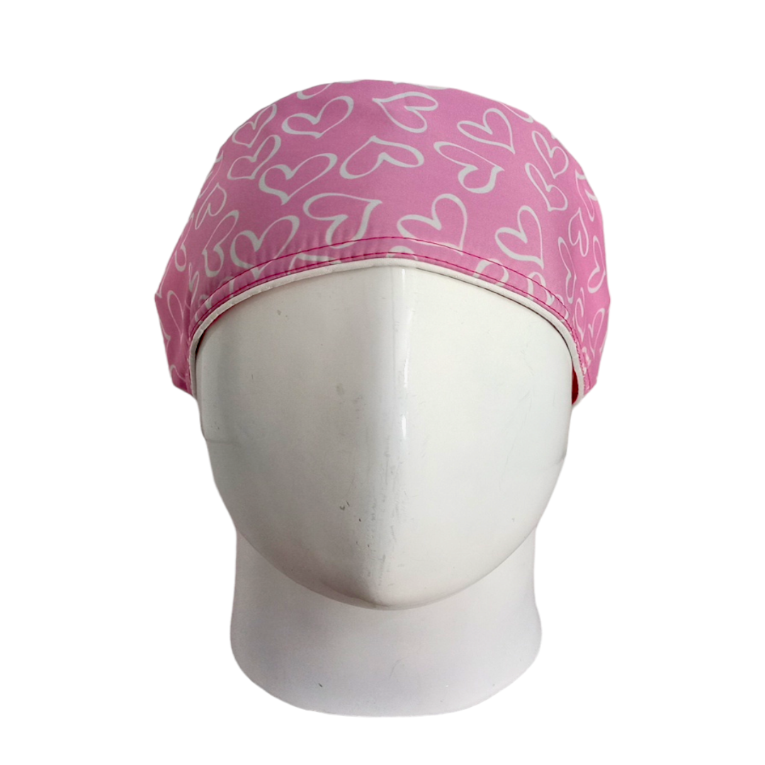 Gorro Quirúrgico Mujer y Portacarnet Corazones Rosa - gorro antifluido para mujer Doctools - foto 3