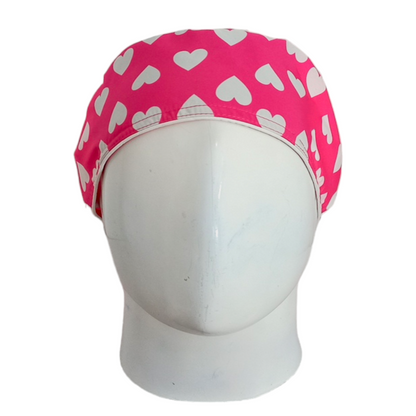 Gorro Quirúrgico Mujer y Portacarnet Corazones Fucsia - gorro antifluido para mujer Doctools - foto 3