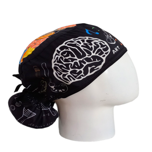 Gorro Quirúrgico Mujer y Portacarnet Cerebro Hemisferios Negro - gorro antifluido para mujer Doctools - foto 2