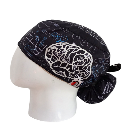 Gorro Quirúrgico Mujer y Portacarnet Cerebro Hemisferios Negro - gorro antifluido para mujer Doctools - foto 1