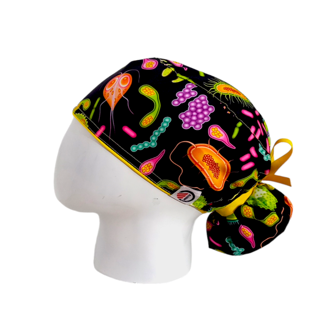 Gorro Quirúrgico Mujer y Portacarnet Células Negro - gorro antifluido para mujer Doctools - foto 1