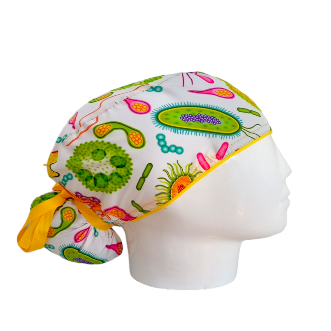Gorro Quirúrgico Mujer y Portacarnet Células Blanco - gorro antifluido para mujer Doctools - foto 2