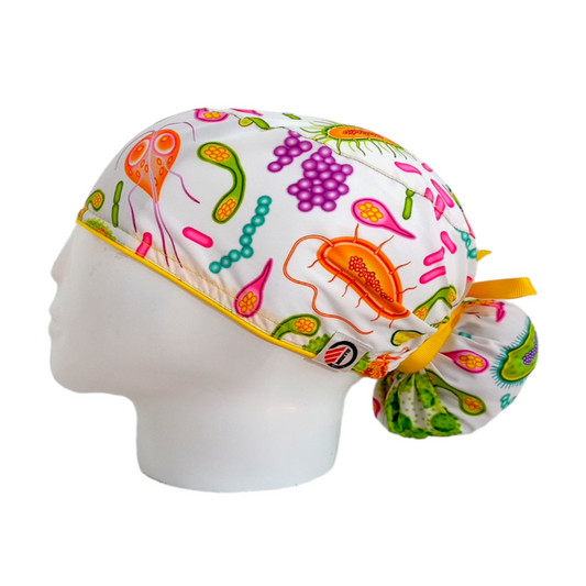Gorro Quirúrgico Mujer y Portacarnet Células Blanco - gorro antifluido para mujer Doctools - foto 1