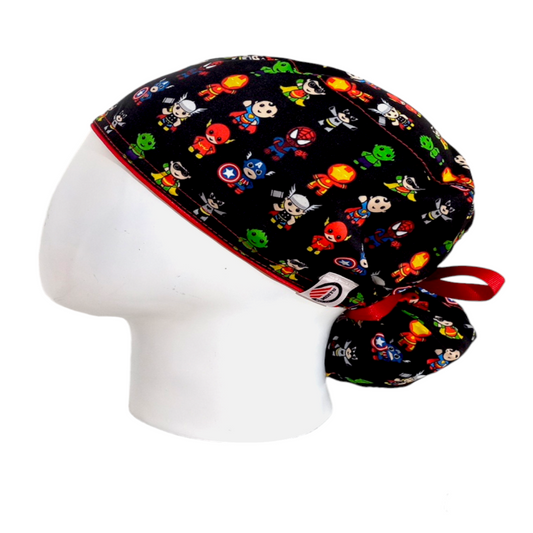 Gorro Quirúrgico Mujer y Portacarnet Superhéroes Baby Negro - gorro antifluido para mujer Doctools - foto 1